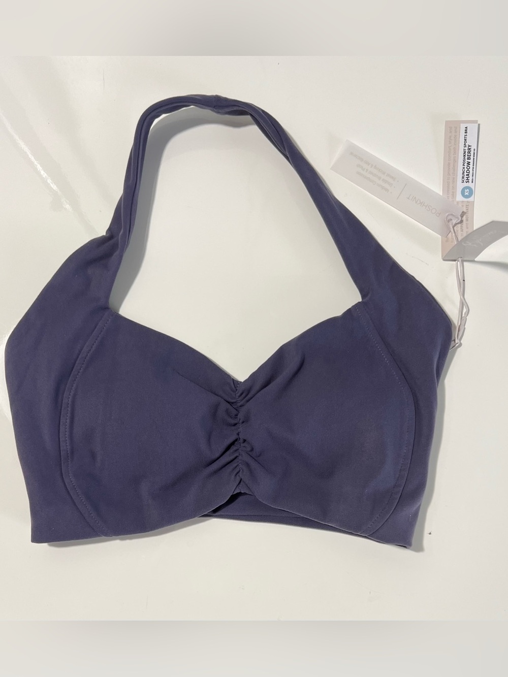 Buffbunny Poshknit Scrunch Halter Sports Bra Shadow Berry - XS